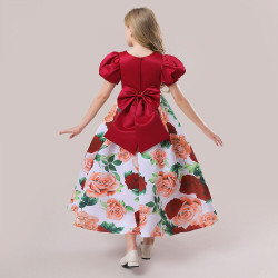 4-10Y Kids Girls Party Puff Sleeve Flower Princess Dresses  Clothing Kidswear  