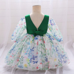 12M-3Y Toddler Girls Floral Bow Mesh Princess Dresses  Girls Clothes  