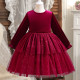 2-7Y Toddler Girls Velvet Sequin Mesh Princess Dress Christmas New Year  Girls Clothes  