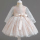 2-5Y Toddler Girls Long Sleeve Embroidered Lace Princess Dress With Bow  Girls Clothes  