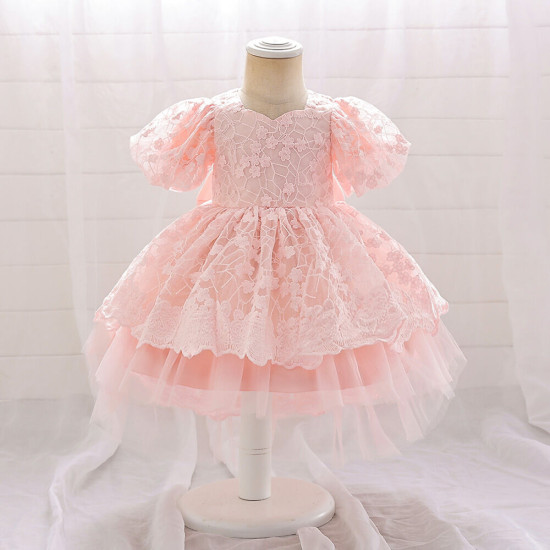 3-7Y Toddler Girls Birthday Party Evening Dress Puff Sleeve Mesh Tail  Girls Clothes  