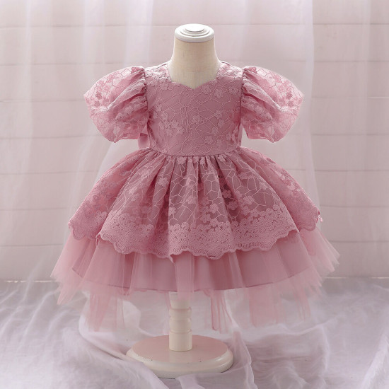 3-7Y Toddler Girls Birthday Party Evening Dress Puff Sleeve Mesh Tail  Girls Clothes  