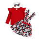 9M-5Y Christmas Toddler Girls Sets Santa Plaid Print Bow Suspender Skirt Tops  Baby Clothing  