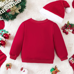 18M-6Y Unisex Christmas Plush Sweatshirt With Hat  Toddler Clothes  