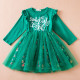 9M-4Y Toddler Girls Christmas Letter Long Sleeve Mesh Dresses  Girls Clothes  