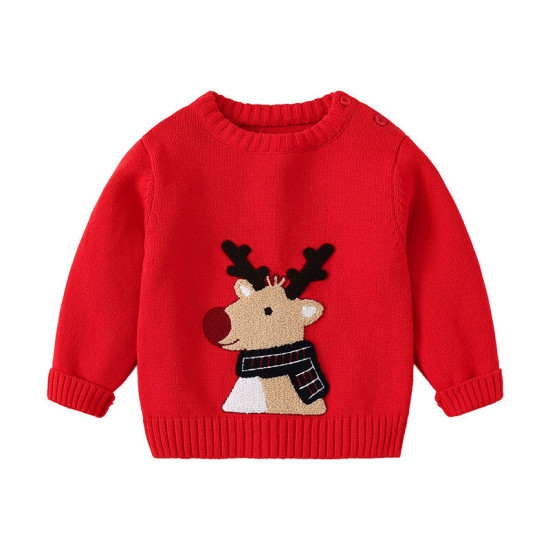 9M-6Y Unisex Christmas Sweater Cartoon Elk Sweater For Boys And Girls  Toddler Boutique Clothing  