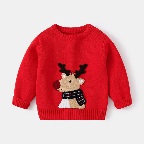 9M-6Y Unisex Christmas Sweater Cartoon Elk Sweater For Boys And Girls  Toddler Boutique Clothing  