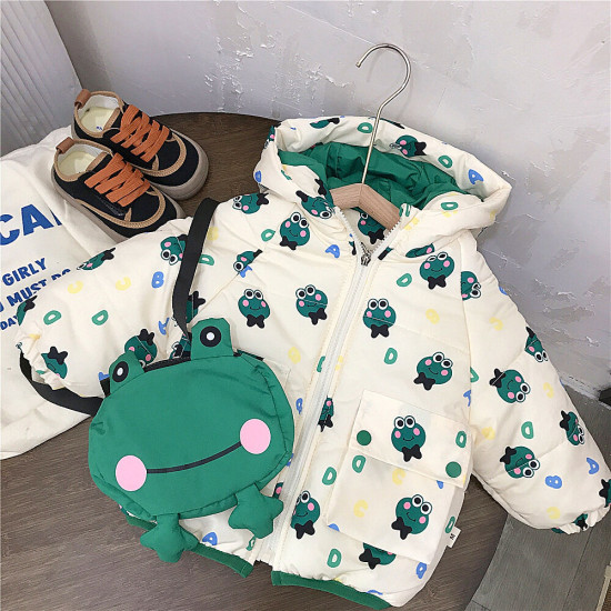12M-5Y Toddler Boys Cartoon Frog Print Hooded Coats & Jackets  Boys Boutique Clothing  