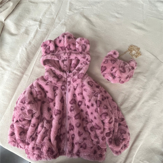 9M-6Y Toddler Pink Leopard Print And Brown Polka Dot Hooded Coats  Toddler Boutique Clothing  