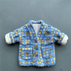 12M-6Y Toddler Boys Plaid Coat With Plush Fur  Boys Clothing  