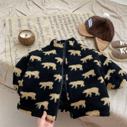 12M-6Y Toddler Boys Polar Bear Print Fur Coats  Boys Clothing  
