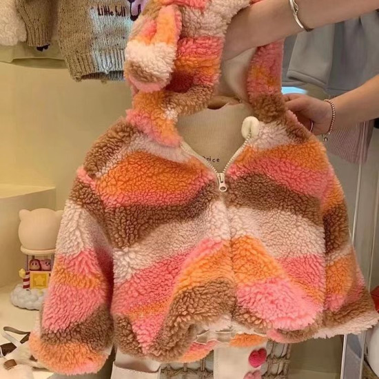 12M-6Y Toddler Boys Bunny Bear Colorful Fur Coats  Boys Clothing  