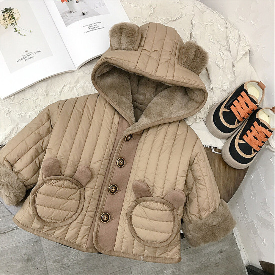 9M-5Y Toddler Boys Cotton Hooded Jacket With Fleece  Boys Clothing  