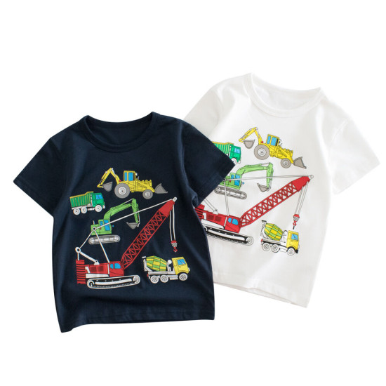 18M-7Y Toddler Boys Engineering Vehicle Excavator Short Sleeve T-Shirts  Boys Clothing  