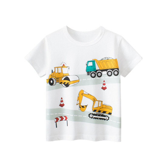 18M-7Y Toddler Boys Excavator Print Short-Sleeved T-Shirts  Boys Clothing  
