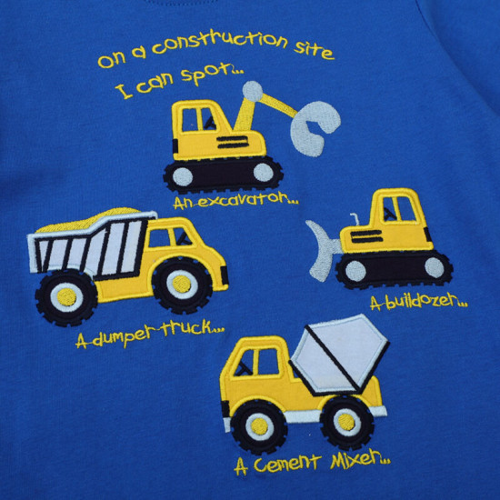 18M-7Y Toddler Boys Excavator Print Shorts Sleeve T-Shirts  Boys Clothes  