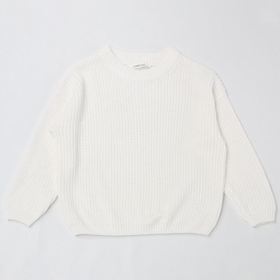 Kid Pure Color Round Neck Long-Sleeved Knitted  Sweaters  