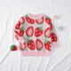 Kid Round Neck Strawberry & Lemon Print Knit Sweater  