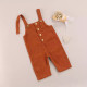 Kid Solid Green And Orange Overalls  