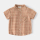 18M-6Y Toddler Boys Stand Collar Plaid Short Sleeve Shirts  Boys Clothing  