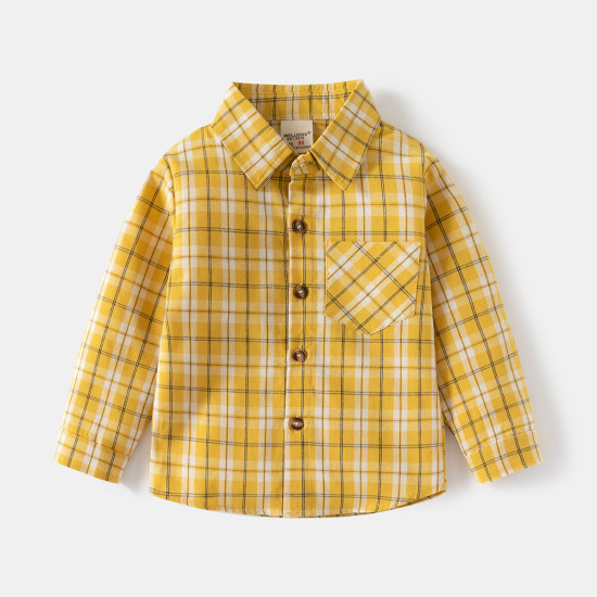 18M-6Y Toddler Boys Lapel Long Sleeve Plaid Shirts  Boys Clothing  