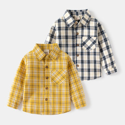18M-6Y Toddler Boys Lapel Long Sleeve Plaid Shirts  Boys Clothing  