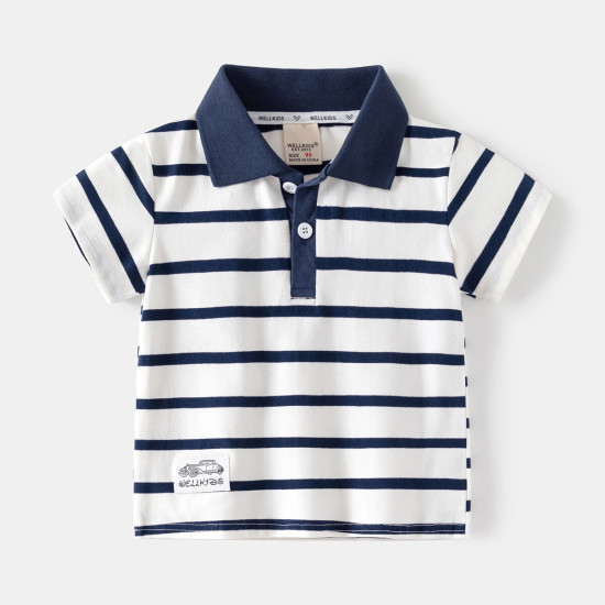 18M-6Y Toddler Boys Lapel Short Sleeve Striped Polo Shirts  Boys Clothing  