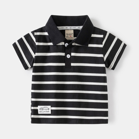 18M-6Y Toddler Boys Lapel Short Sleeve Striped Polo Shirts  Boys Clothing  