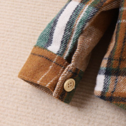 12M-5Y Toddler Boys Lapel Brushed Single Breasted Plaid Shirts  Toddler Clothing  