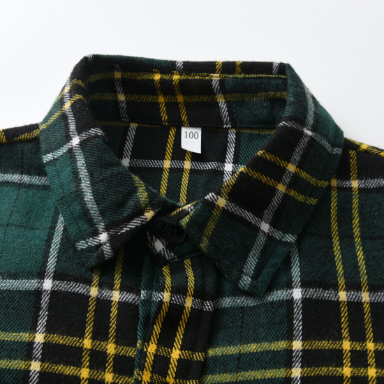 12M-6Y Toddler Boys Green Plaid Long Sleeve Shirts  Boys Clothing  