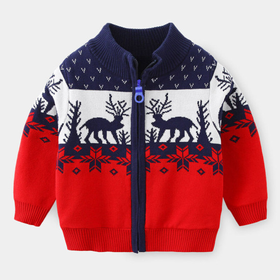 18M-6Y Toddler Boys Christmas Zipper Turtleneck Sweater  Boys Clothing  