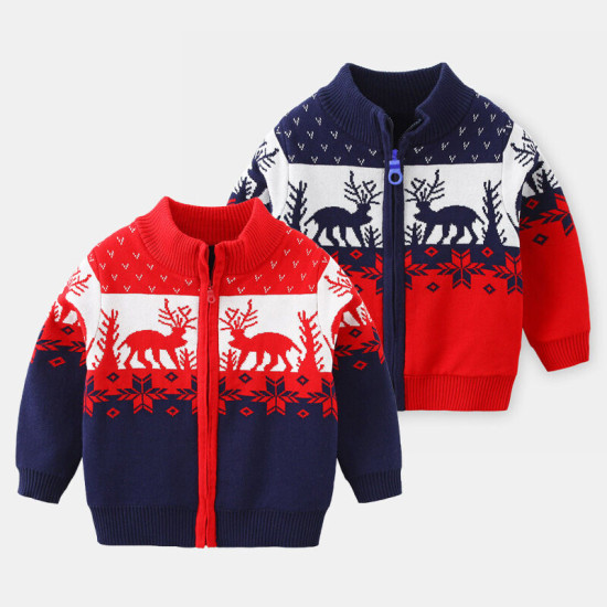 18M-6Y Toddler Boys Christmas Zipper Turtleneck Sweater  Boys Clothing  