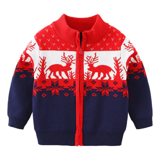 18M-6Y Toddler Boys Christmas Zipper Turtleneck Sweater  Boys Clothing  