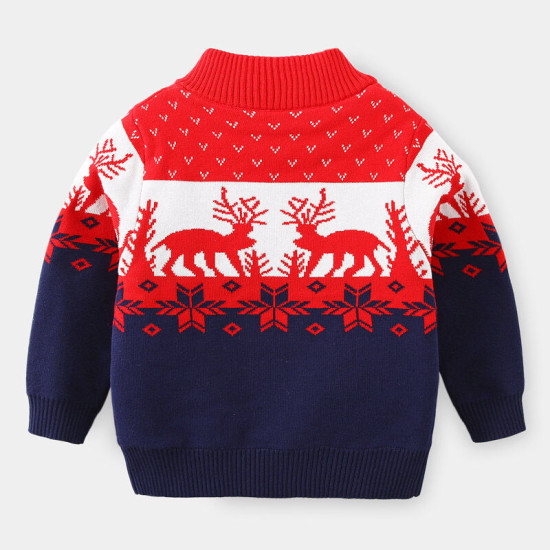 18M-6Y Toddler Boys Christmas Zipper Turtleneck Sweater  Boys Clothing  