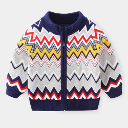 18M-6Y Toddler Boys Wavy Pattern Zipper Turtleneck Sweater  Boys Clothing  