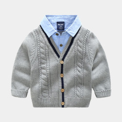 18M-6Y Toddler Boys Fake Two Piece Shirt Collar Pullover Sweater  Boys Clothing  Boys