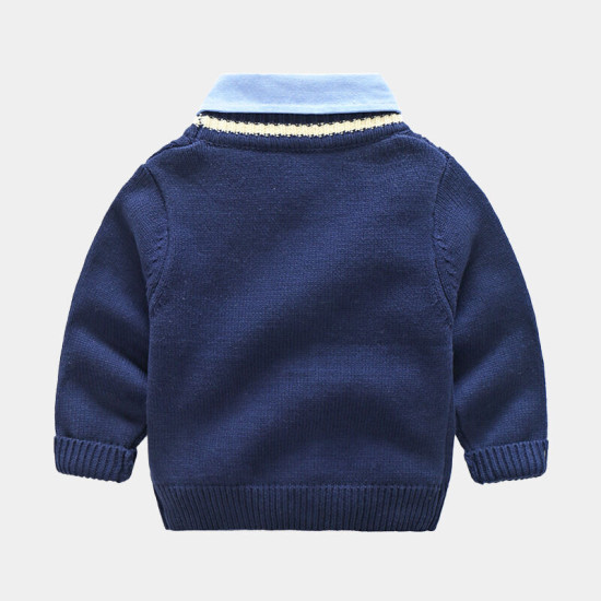 18M-6Y Toddler Boys Fake Two Piece Shirt Collar Pullover Sweater  Boys Clothing  Boys