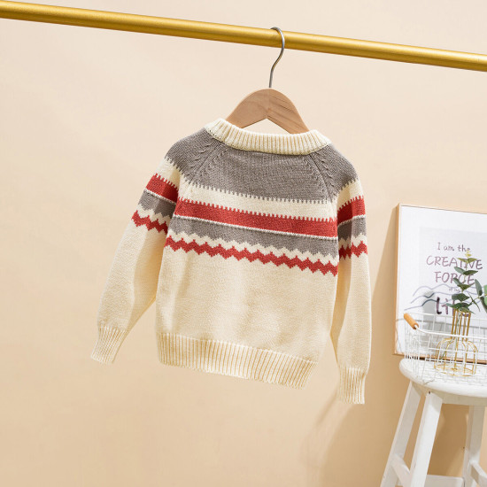 18M-6Y Toddler Boys Contrast Striped Knitted Sweater  Boys Clothing  