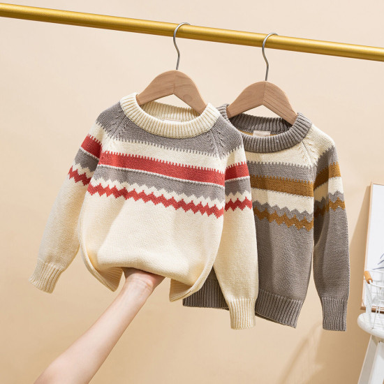 18M-6Y Toddler Boys Contrast Striped Knitted Sweater  Boys Clothing  