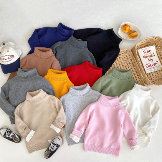 2-10Y Kids Sweaters High Collar Knitted Pullover Bottoming Tops 12 Colors  Toddler Boutique Clothing  