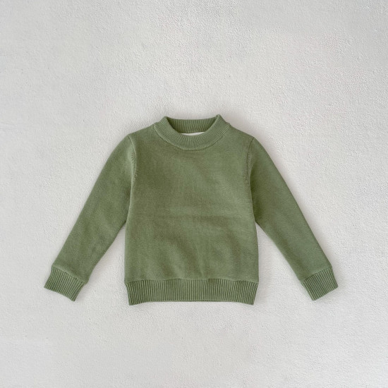 2-10Y Kids Knitted Sweaters Solid Color Pullover Bottoming Tops  Toddler Boutique Clothing  