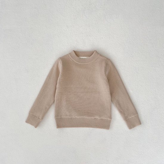 2-10Y Kids Knitted Sweaters Solid Color Pullover Bottoming Tops  Toddler Boutique Clothing  