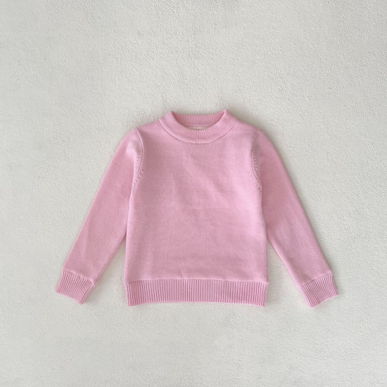 2-10Y Kids Knitted Sweaters Solid Color Pullover Bottoming Tops  Toddler Boutique Clothing  