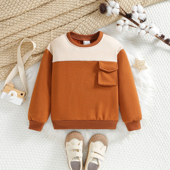 3-8Y Kids Boys Colorblock Pocket Sweatshirts  Trendy Kids Clothing  