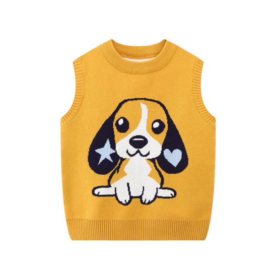 2-7Y Toddler Boys Dog Print Knitted Sweaters Vest  Boys Boutique Clothing  