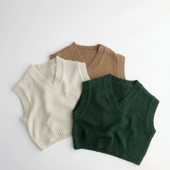 9M-6Y Toddler Solid Color Knitted Vest Sweater  Toddler Boutique Clothing  