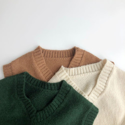 9M-6Y Toddler Solid Color Knitted Vest Sweater  Toddler Boutique Clothing  