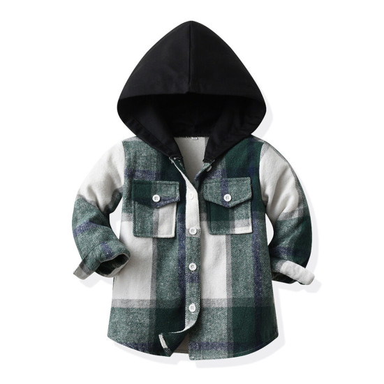 3M-8Y Kids Girls And Boys Plaid Hoooded Jackets  Toddler Boutique Clothing  