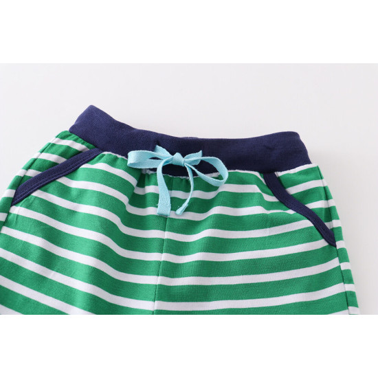 18M-7Y Toddler Boys Green Striped Shorts  Boys Boutique Clothing  