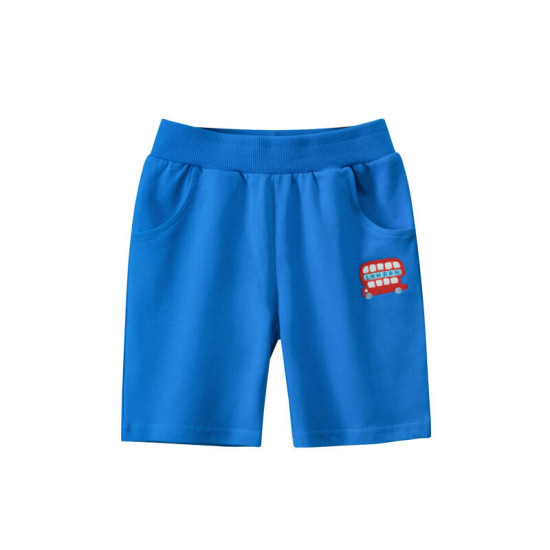 18M-7Y Toddler Boy Cartoon Double-Decker Bus Print Five-Point Shorts  Toddler Boy Clothes  